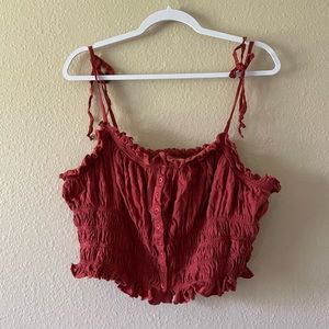 Ruched tank top in red